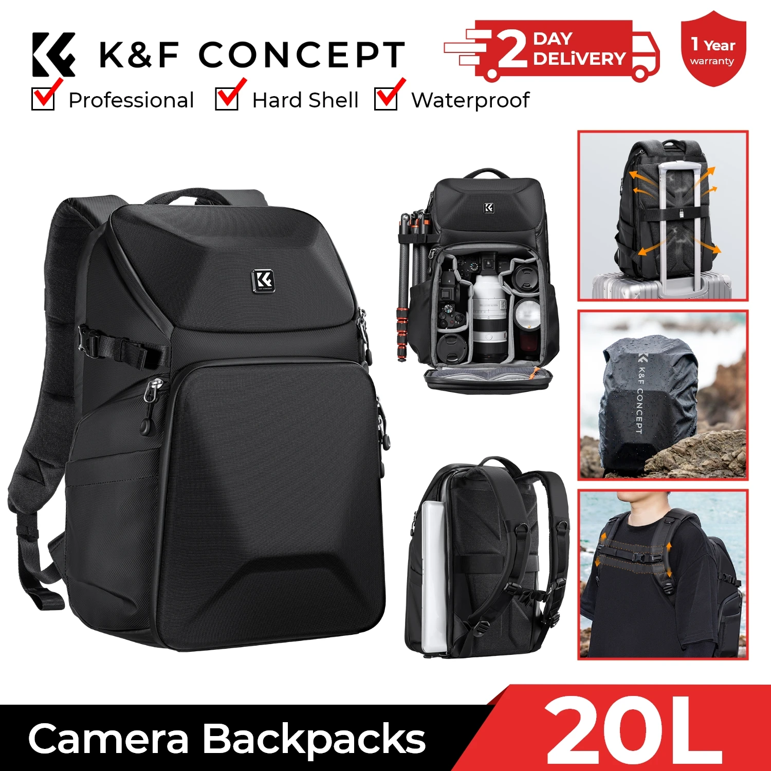 Photography Lighting Bag - Фотосумка K&F CONCEPT 20L с водонепроницаемым