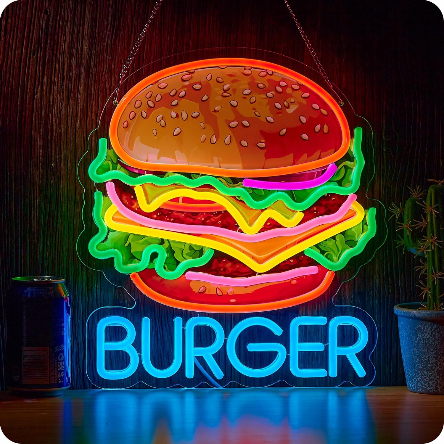 Photography Lighting For Food - Неоновая вывеска «Бургер» для бизнеса, настенный