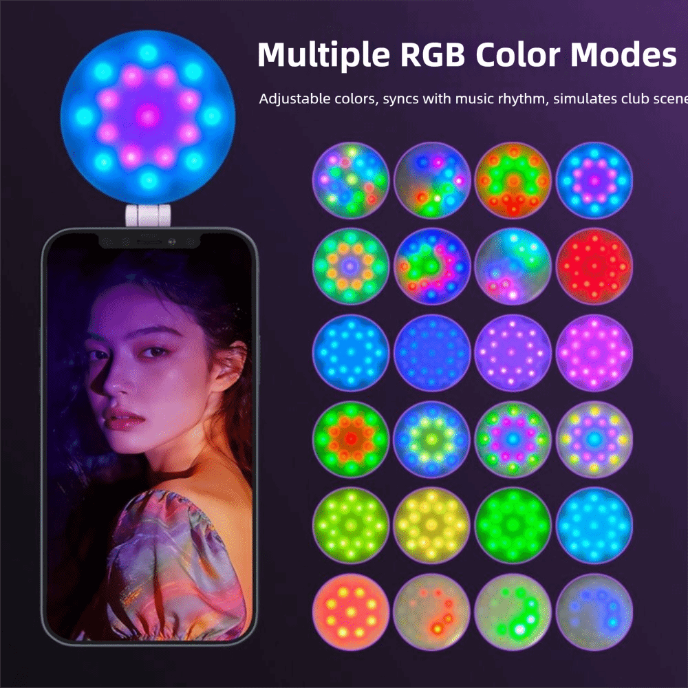 Photography Lighting Angles - Портативный мини-осветитель 3000-6500K, трехцветный/RGB LED, с