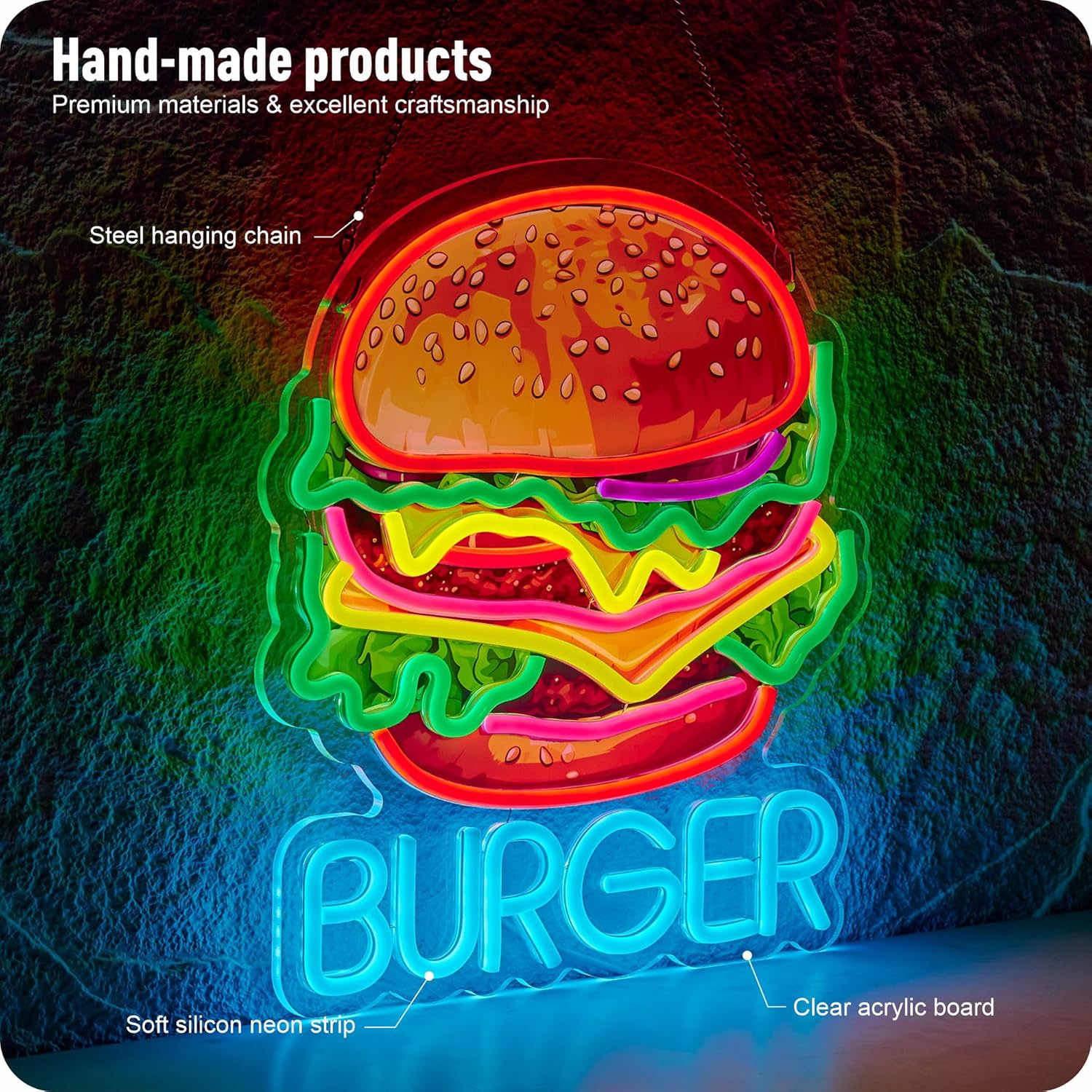 Неоновая вывеска «Бургер» для  – обзор и цена Photography Lighting For Food